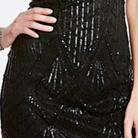 SUE WONG 10 Black Sequin Embellished Beaded Formal Cocktail Illusion Bac… - Picture 8 of 14